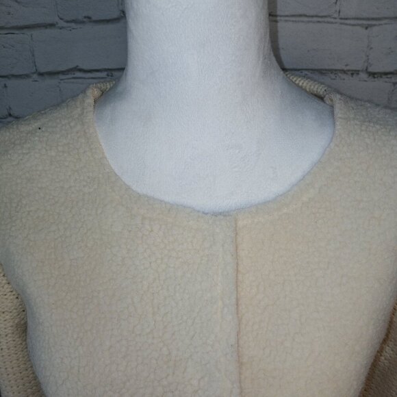 WOMENS DOR DOR COUTURE SHERPA WINTER WHITE SUEDE SWEATER COAT CREAM SIZE M - Picture 14 of 16